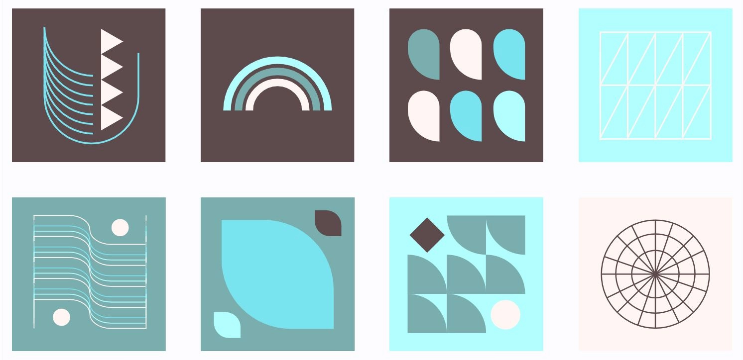 Showcase of the palette in the form of illustrations