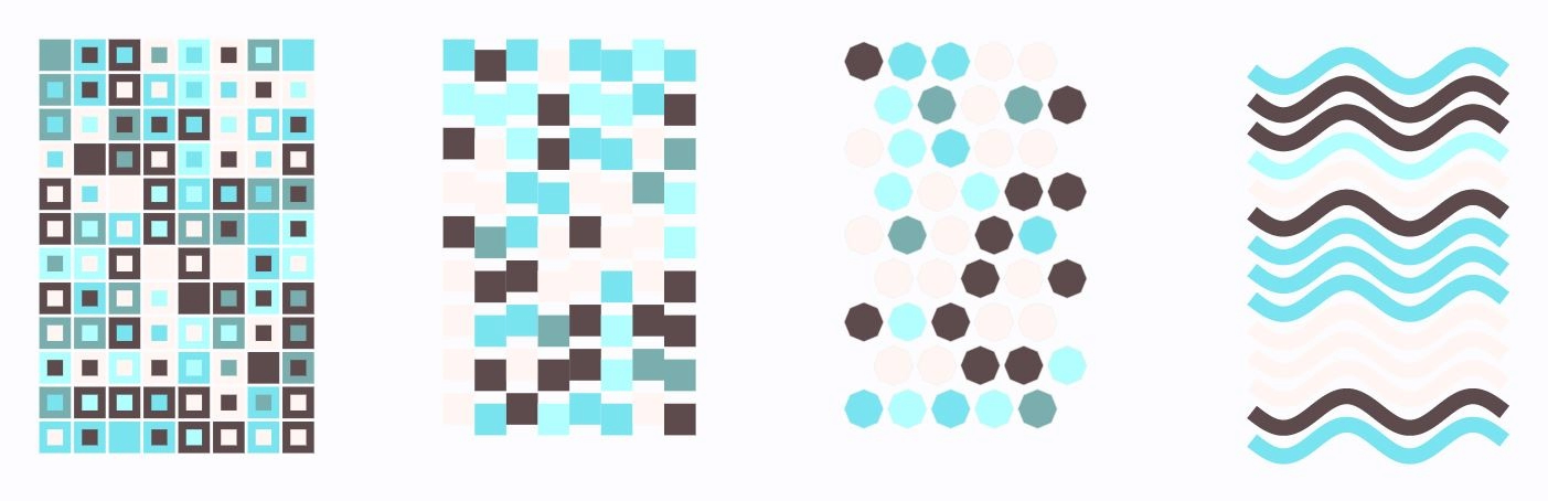 Showcase of the palette in the form of patterns