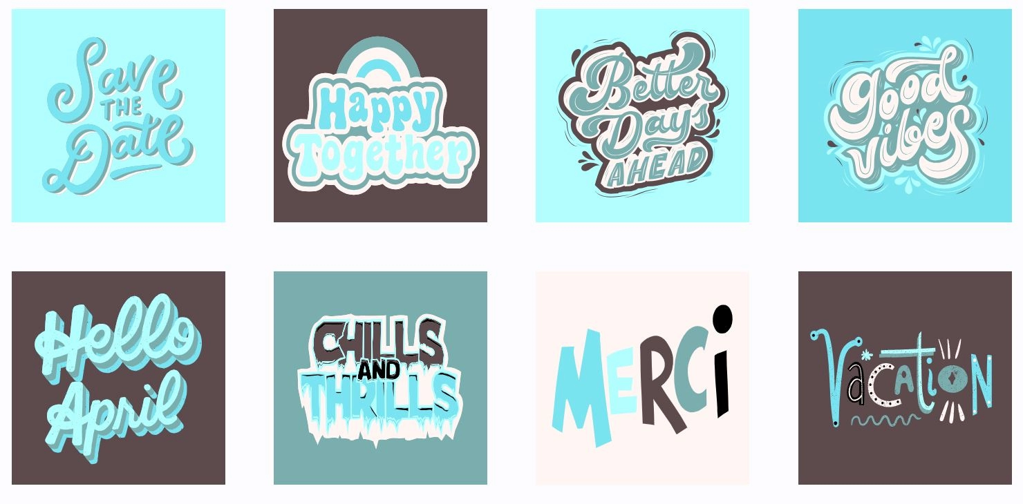 Showcase of the palette in the form of typography