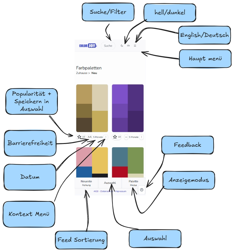 desktop overview of colorjoy.me showing different tools
