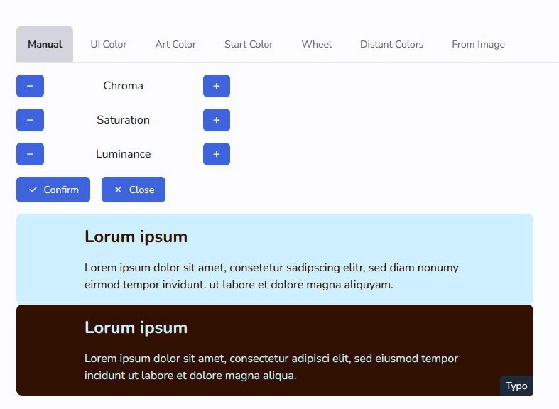 Palette create manual tools