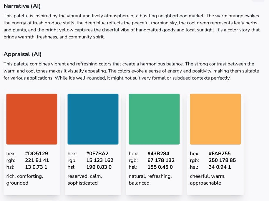 Narrative, appraisal, patches with color codes and emotional response