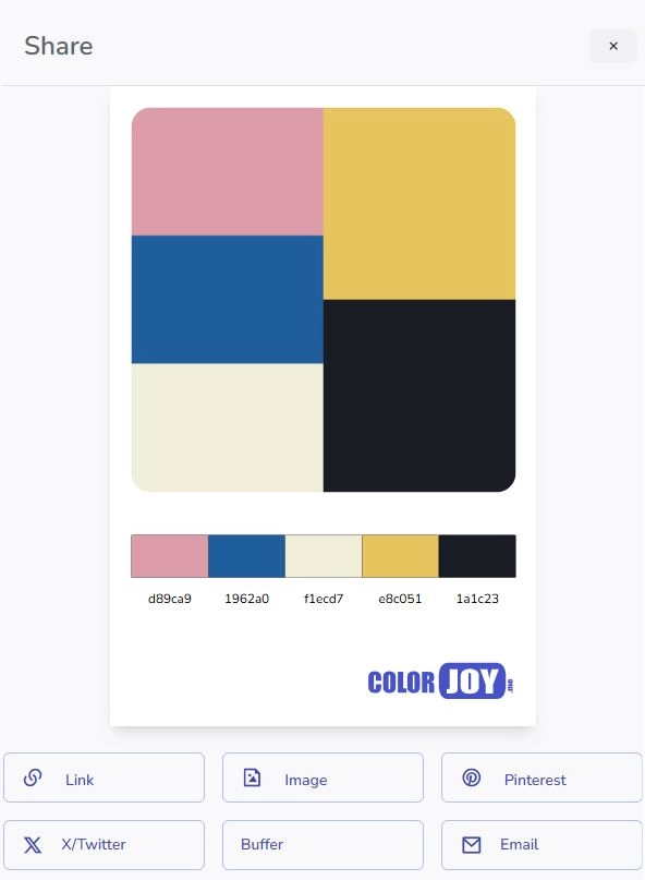 Overlay for sharing options of a palette