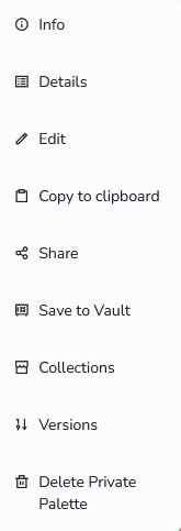 The context menu for each palettes