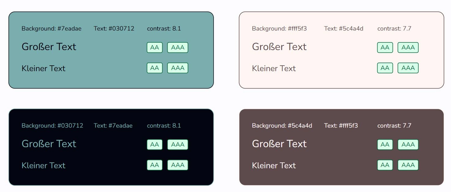 Accessibility contrast levels according to WCAG